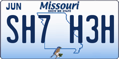 MO license plate SH7H3H