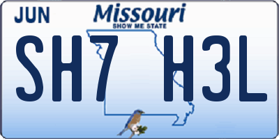 MO license plate SH7H3L