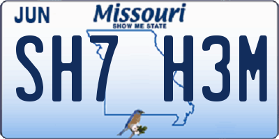 MO license plate SH7H3M