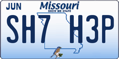 MO license plate SH7H3P