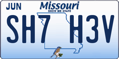 MO license plate SH7H3V