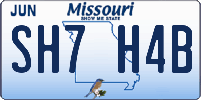 MO license plate SH7H4B