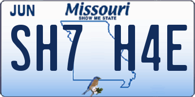 MO license plate SH7H4E