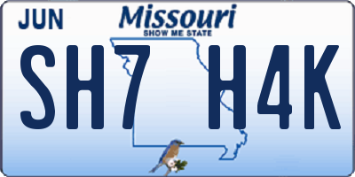 MO license plate SH7H4K