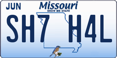 MO license plate SH7H4L