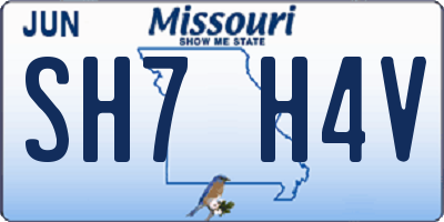 MO license plate SH7H4V