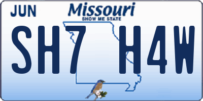 MO license plate SH7H4W