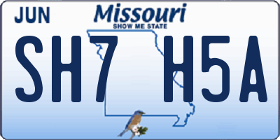 MO license plate SH7H5A
