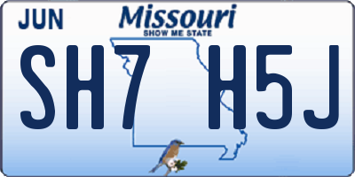 MO license plate SH7H5J