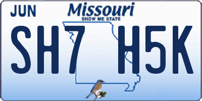 MO license plate SH7H5K