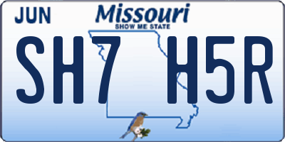 MO license plate SH7H5R