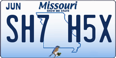 MO license plate SH7H5X