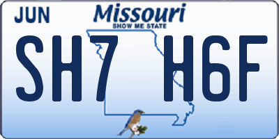 MO license plate SH7H6F