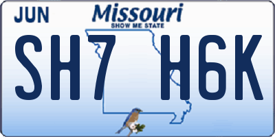 MO license plate SH7H6K