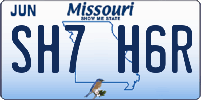 MO license plate SH7H6R