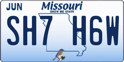 MO license plate SH7H6W