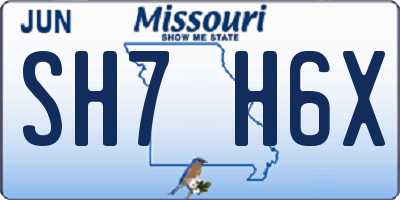 MO license plate SH7H6X