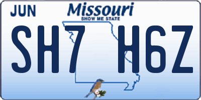 MO license plate SH7H6Z
