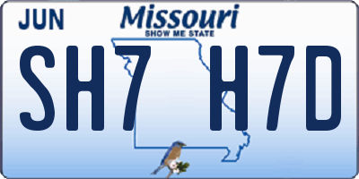 MO license plate SH7H7D