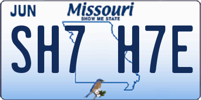 MO license plate SH7H7E