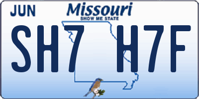 MO license plate SH7H7F