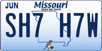 MO license plate SH7H7W