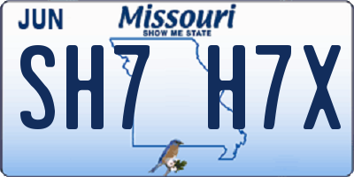 MO license plate SH7H7X