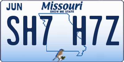 MO license plate SH7H7Z