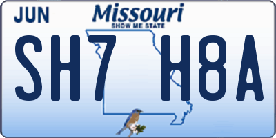 MO license plate SH7H8A