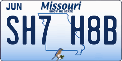 MO license plate SH7H8B