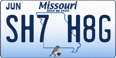 MO license plate SH7H8G