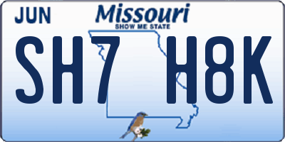 MO license plate SH7H8K