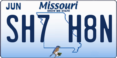 MO license plate SH7H8N