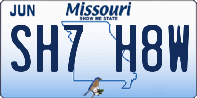 MO license plate SH7H8W