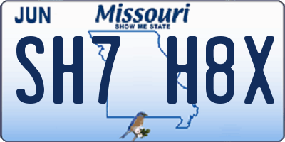 MO license plate SH7H8X