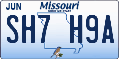 MO license plate SH7H9A