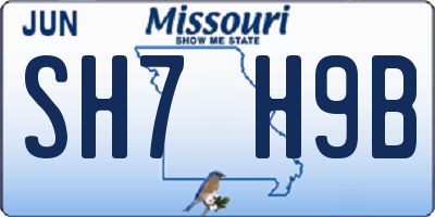 MO license plate SH7H9B