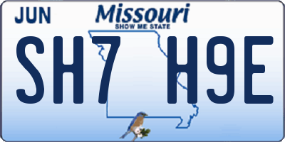 MO license plate SH7H9E