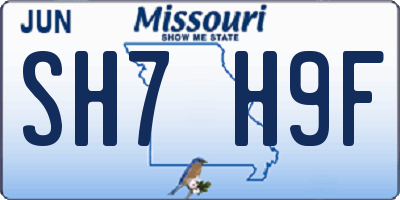 MO license plate SH7H9F