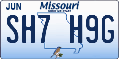 MO license plate SH7H9G