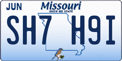 MO license plate SH7H9I