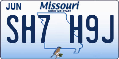 MO license plate SH7H9J