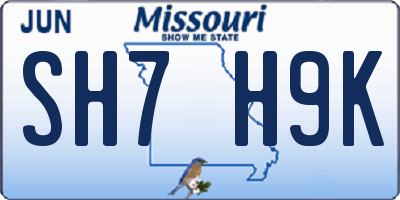 MO license plate SH7H9K