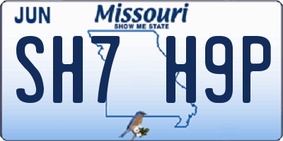 MO license plate SH7H9P