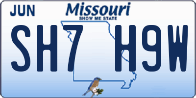 MO license plate SH7H9W