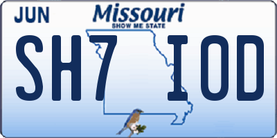 MO license plate SH7I0D