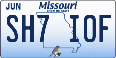 MO license plate SH7I0F
