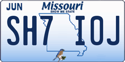 MO license plate SH7I0J