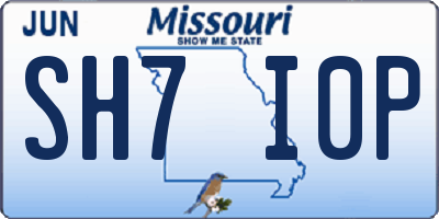 MO license plate SH7I0P