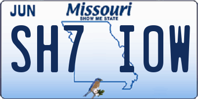MO license plate SH7I0W